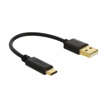 Cabo de carregamento USB DeLOCK Type-A para USB Type-C 15 cm preto