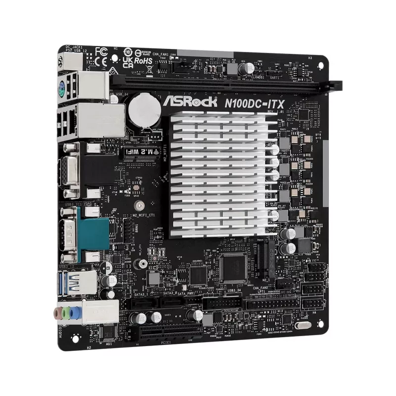 ASRock N100DC-ITX - processador Intel Quad-Core N100 (até 3,4 GHz) DDR4- 2 SATA3, suporta Intel Turbo Boost Technology placas-mãe Mini ITX (280)