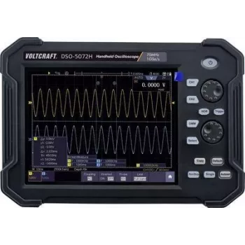 VOLTCRAFT DSO-5072H Bateria, Osciloscópio digital, Osciloscópio portátil (Scope-Meter) 70 MHz 2 canais 1 GSa/s 40 Mpts 8 Bit Memória digital (DSO), Dispositivo portátil (VC-11338050)