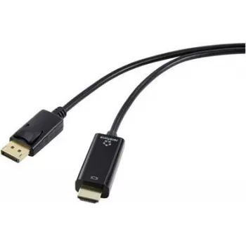 Cabo de ligação HDMI ficha DisplayPort 1,00 m preto RF-5179186 bainha PVC (RF-5179186)