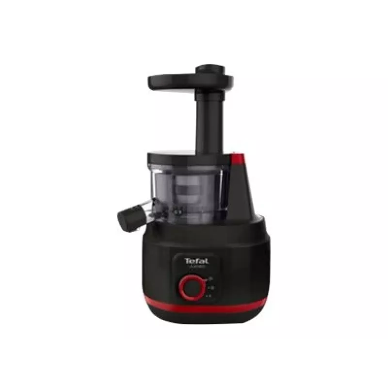 Tefal Juiceo ZC150838 extrator de sumo lento, 150 W, depósito de polpa de 0,8 l, preto/vermelho