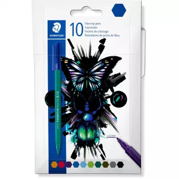Canetas de ponta fina Staedtler 326 C10 E1, ponta ultrafina de 1 mm, cores sortidas, pack de 10