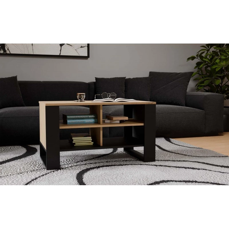 Mesa de centro top e shop Topeshop STOLIK KAWOWY ŁAWA MODERN 4P carvalho Artisan preto