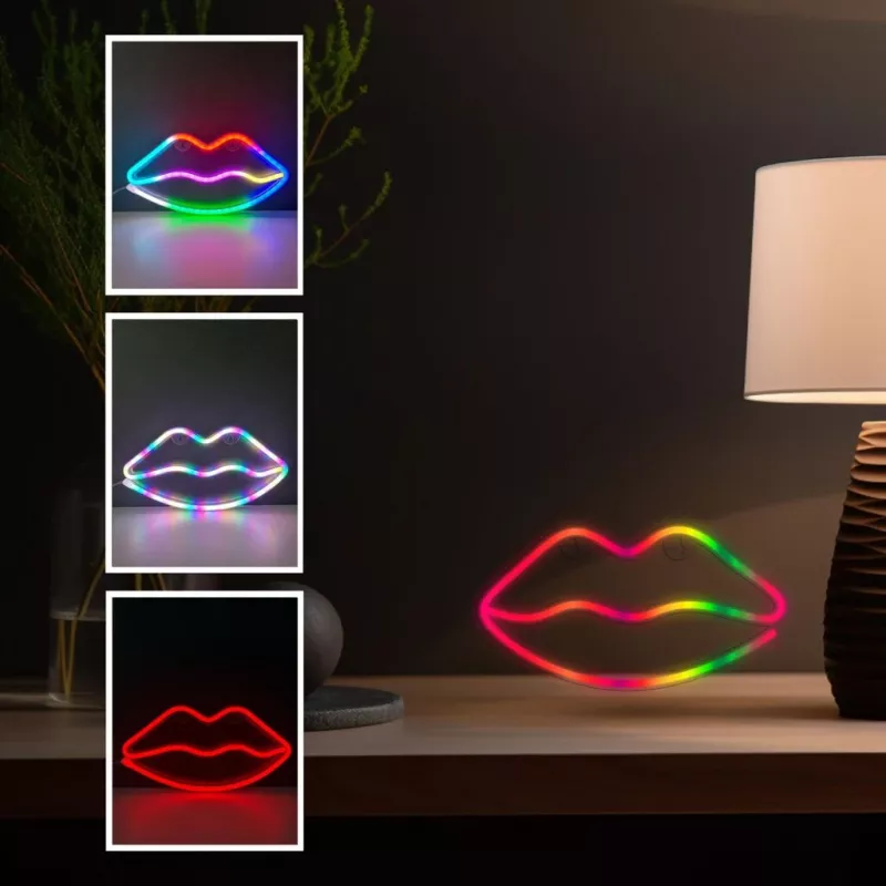 Luzes de néon MANTA SNL61RGB LIPS RGB letreiro decorativo com mudança de cor, modelo SNL61RGB