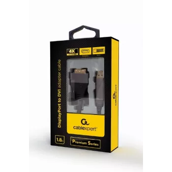 Adaptador de cabo de vídeo Gembird CC-DPM-DVIM-4K-6 – DisplayPort para DVI, 1,8 m, 4K, preto