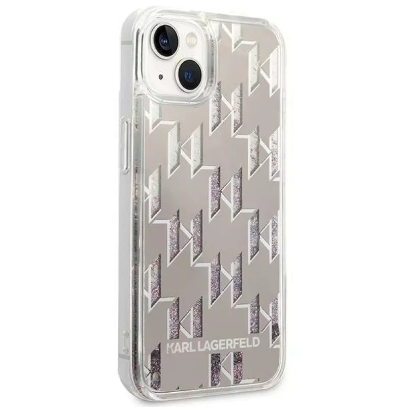 Karl Lagerfeld KLHCP14MLMNMS iPhone 14 Plus 6.7 Capa rígida prateado / prateado Liquid Glitter Monogram