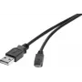 Renkforce Cabo USB 2.0 USB-A para Micro-B, 3 m, preto, banhado a ouro (1574809)