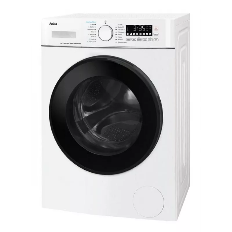 Máquina de lavar roupa Amica capacidade 8 kg, classe energética A, 1400 rpm, 16 programas, branco