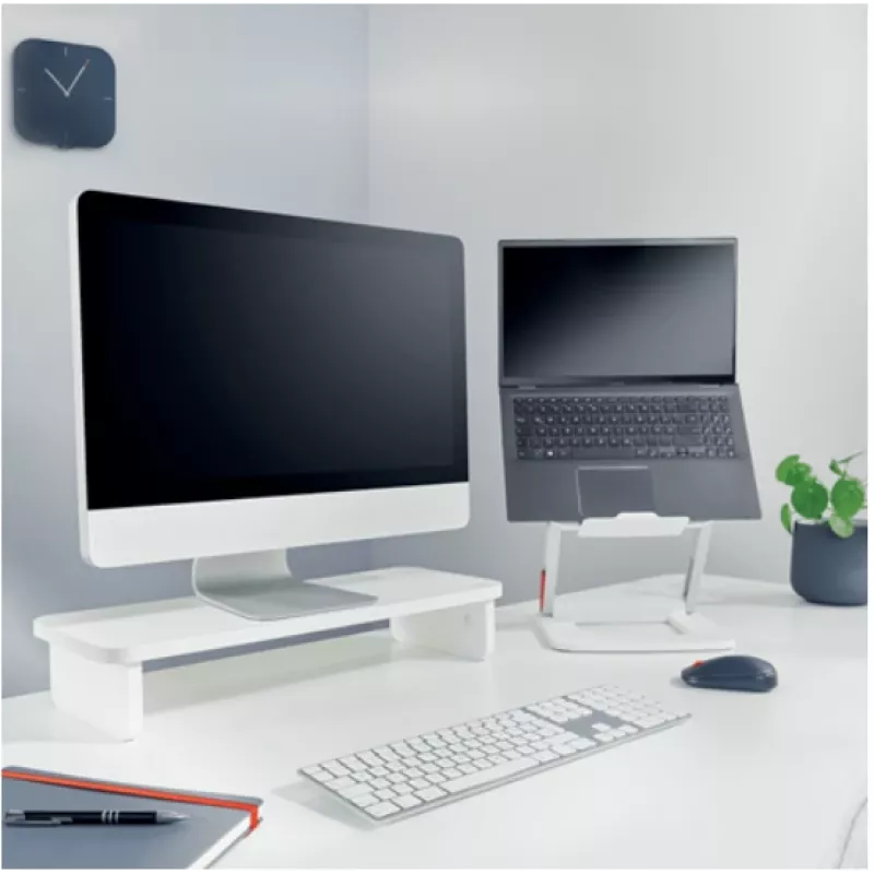 Suporte para monitor LEITZ Freestanding 64340001 — suporte de secretária para ecrãs de 61 cm (24 polegadas), capacidade de carga 20 kg, altura ajustável, branco