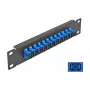 Patch panel de fibra ótica DeLOCK 10 polegadas 12 portas SC simplex azul 1U preto