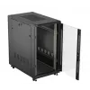 Armário rack 19 polegadas LANBERG 22HE 600x1000 mm, preto, portas de vidro à frente e atrás