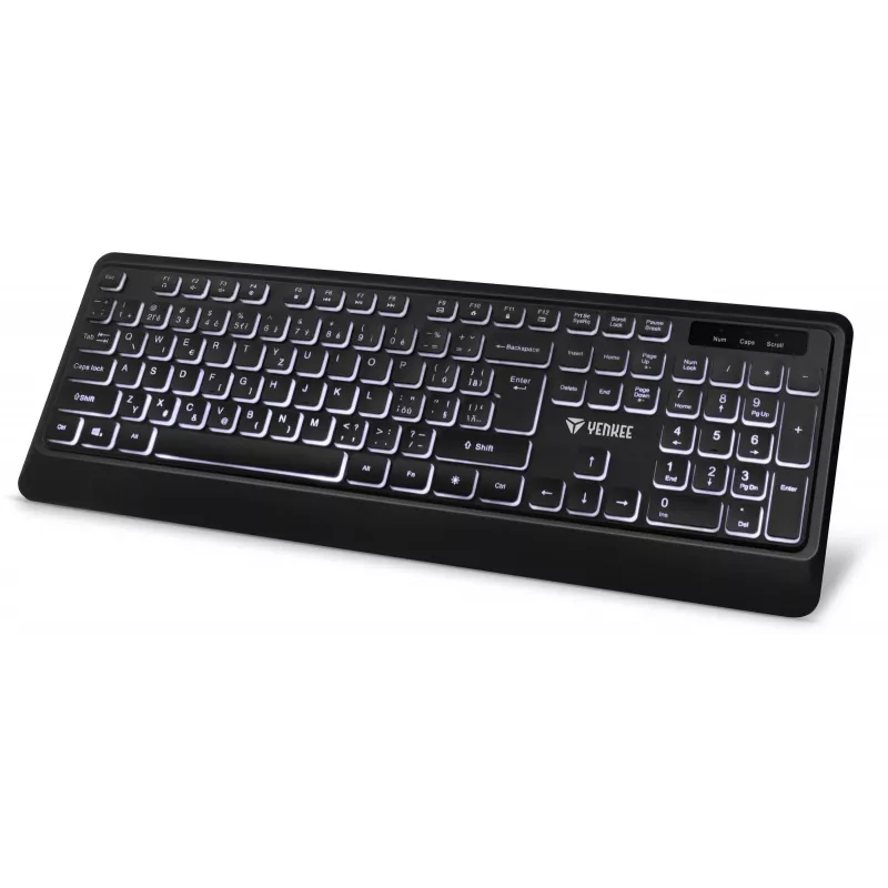 Teclado USB silencioso com retroiluminação e teclas rasas