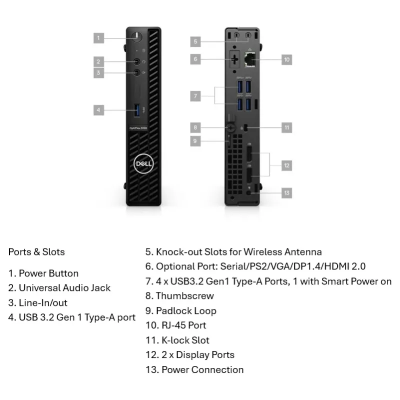 PC de secretária Dell OptiPlex 3090 (i5-10500T, 8GB RAM, 256GB NVMe, Intel UHD 630, Windows 11 Pro) Grade A recondicionado