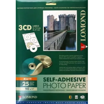 Papel fotográfico mate Lomond A4 25 folhas — autoadesivo, para impressoras jato de tinta