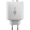 Carregador duplo rápido USB-C, PD, GaN, 65 Watt (branco, 1x USB-C, 1x USB-A, Power Delivery)