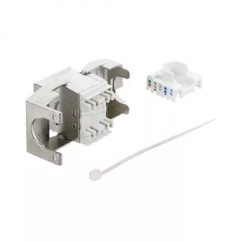 Delock 90990 Módulo Keystone RJ45 para LSA Cat.6A, sem ferramentas, metal blindado, prateado/branco