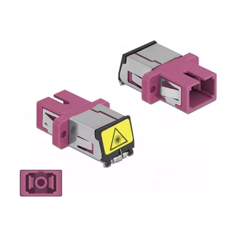 Acoplador de fibra ótica DeLOCK 86891 SC simplex fêmea para SC simplex fêmea multimodo violeta