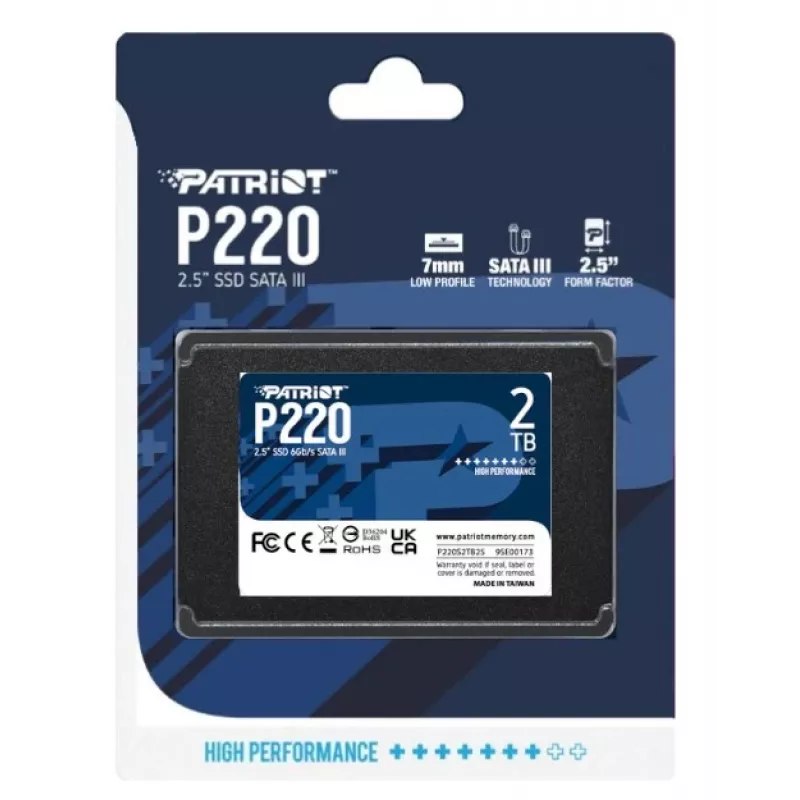 SSD Patriot P220 2 TB SATA velocidade de escrita 500 MB/s velocidade de leitura 550 MB/s 2,5