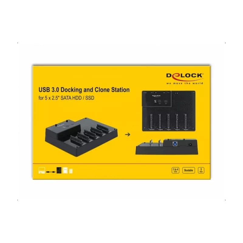 Docking station DeLOCK USB 5 Gbps 64098 para 5 x HDD/SSD SATA de 2,5 polegadas