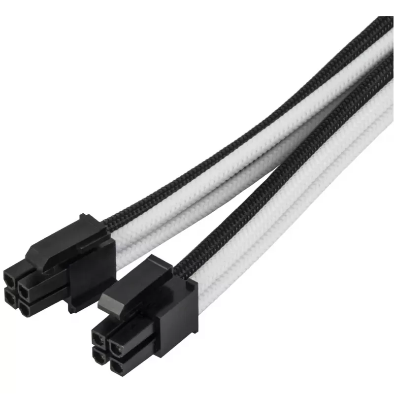 SilverStone PP07E - Cabo de extensão de alimentação - 8 pinos EPS12V (4+4) (M) para 8 pinos EPS12V (F) - 30 cm - Preto, branco (SST-PP07E-EP