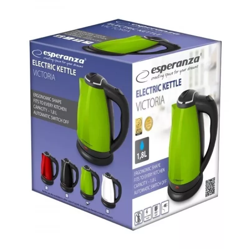 Chaleira elétrica ESPERANZA EKK113G 1,8 L 1800 W corpo em aço inoxidável, desligamento automático, proteção contra funcionamento a seco