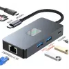 Adaptador Hub TB USB-C (7-em-1) HDMI USB SD/TF RJ45 (2500 Mbit/s) PD