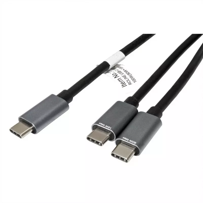 ROLINE - Cabo USB - USB-C de 24 pinos (M) para USB-C de 24 pinos (M) - USB 2.0 - 1,85 m - Alimentação USB (100 W) - Preto (11.02.8308)
