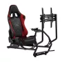 Cadeira gaming NanoRS RS160, suporte para simulador de corrida 3-em-1, para PC, consolas, jogadores, revestimento em pele sintética, suporte para volante, suporte de TV até 50 polegadas, VESA máx. 400x400