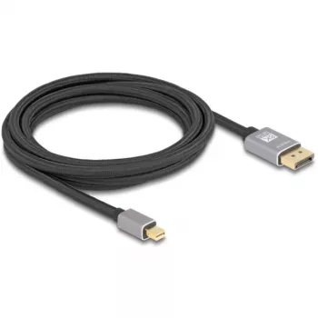 Cabo DisplayPort Delock - Mini DisplayPort (macho) para DisplayPort (macho) - DisplayPort 1.4 - 3,0 m - Suporta 8K 60 Hz - preto, cinzento (81093)