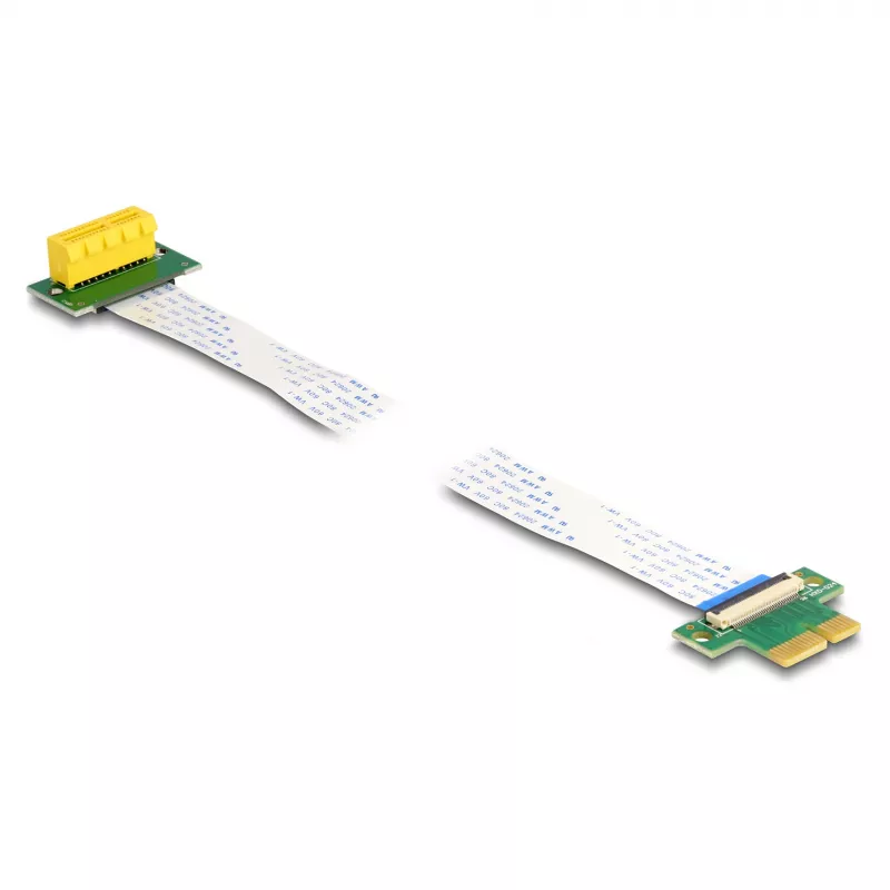 Placa riser DeLOCK PCI Express x1 macho para slot x1 90° angular com cabo FPC 30 cm