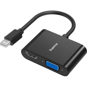 Adaptador de vídeo HAMA Classic Line Mini DisplayPort para VGA/HDMI 2em1, suporte Ultra HD 4K