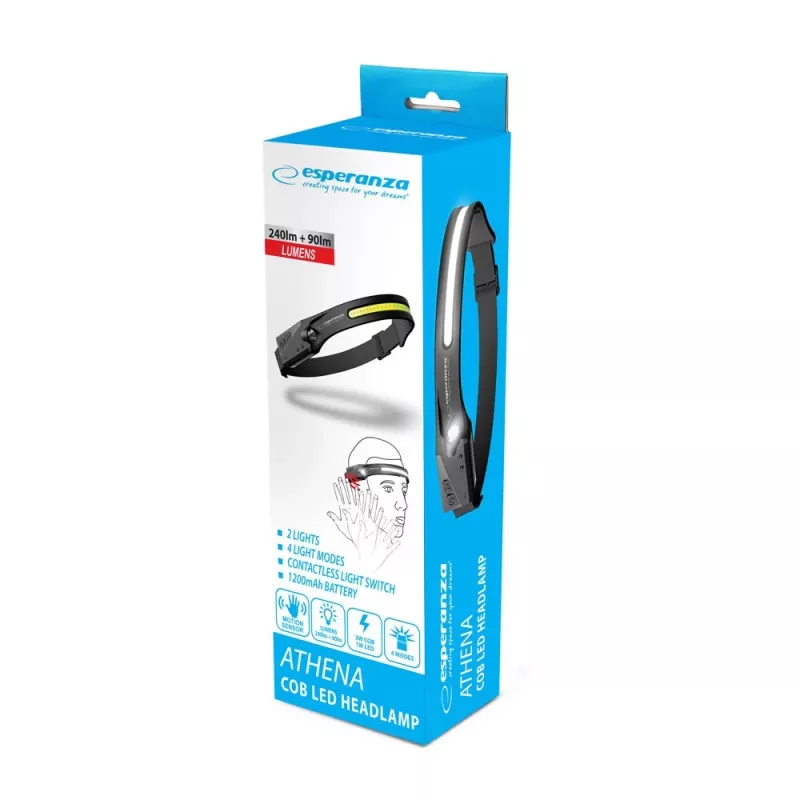 Lanterna Esperanza EOT067 preta, lanterna frontal LED