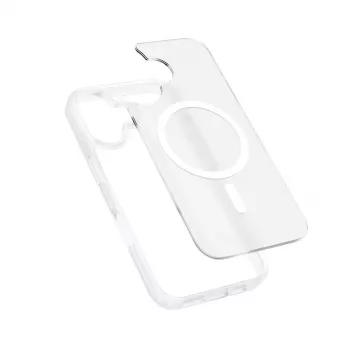 Capa Crong Hybrid Matte Magnetic MagSafe para iPhone 17 – branco translúcido, PC+TPU