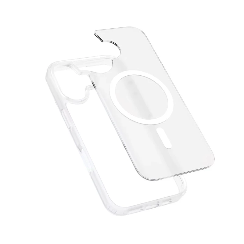 Capa Crong Hybrid Matte Magnetic MagSafe para iPhone 17 – branco translúcido, PC+TPU