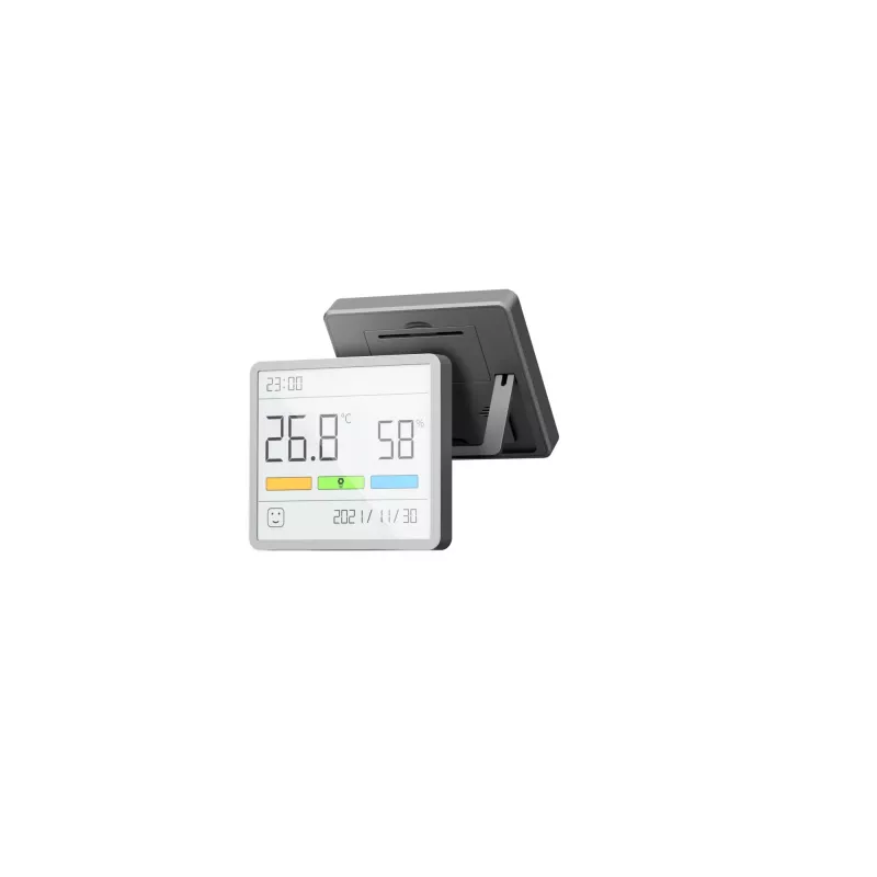 Higrómetro, termómetro e relógio combinados MOVA MTHM01 – unidade interior digital para medir a humidade relativa e a temperatura, compacta para secretária, prateleira ou parede