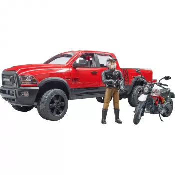 Dodge RAM 2500 Power Wagon com atrelado e mota Ducati 02502 BRUDER