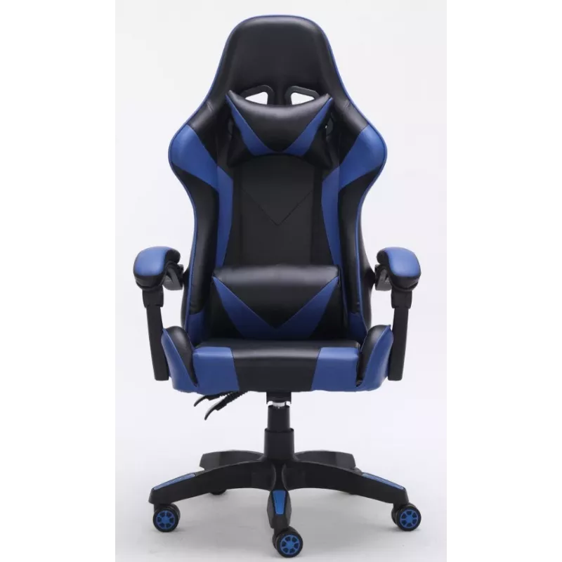 Cadeira de escritório Top e Shop REMUS – assento e encosto acolchoados, preta/azul, com rodas