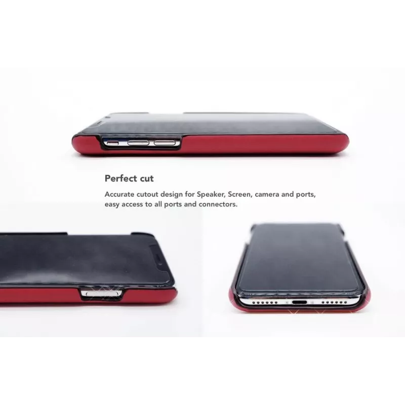 Capa traseira com compartimento para cartões VixFox para iPhone X/XS — vermelho-rubi, capa traseira com compartimento para cartões integrado