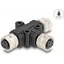 Splitter de cabo DeLOCK M12 splitter em T codificação A 4 pinos 1 x conector fêmea para 2 x conector fêmea