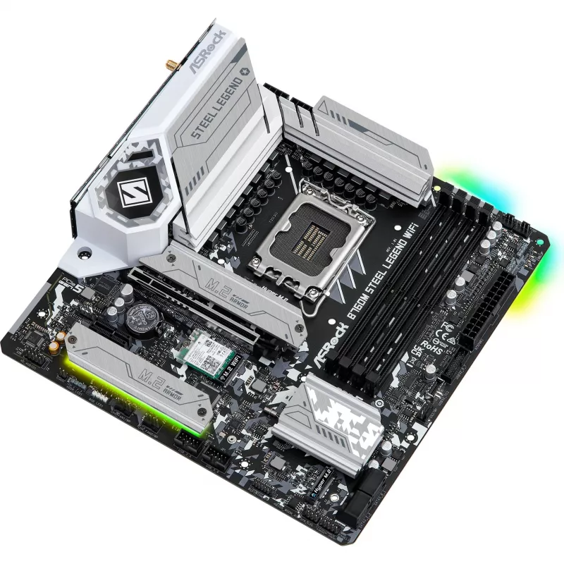 Placa-mãe ASRock B760M Steel Legend WiFi — Intel B760, LGA 1700, micro ATX, DDR5, 4 DIMM, 128GB, Wi‑Fi 6E, 2.5Gb LAN