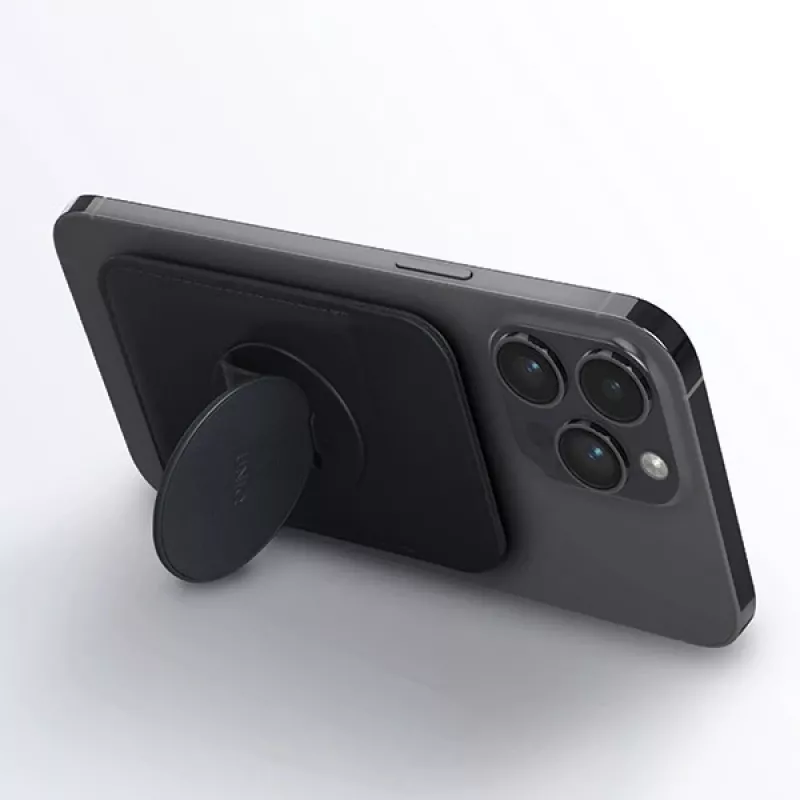 Carteira magnética para cartões UniQ Flixa — compatível com MagSafe, preta (preto azeviche)