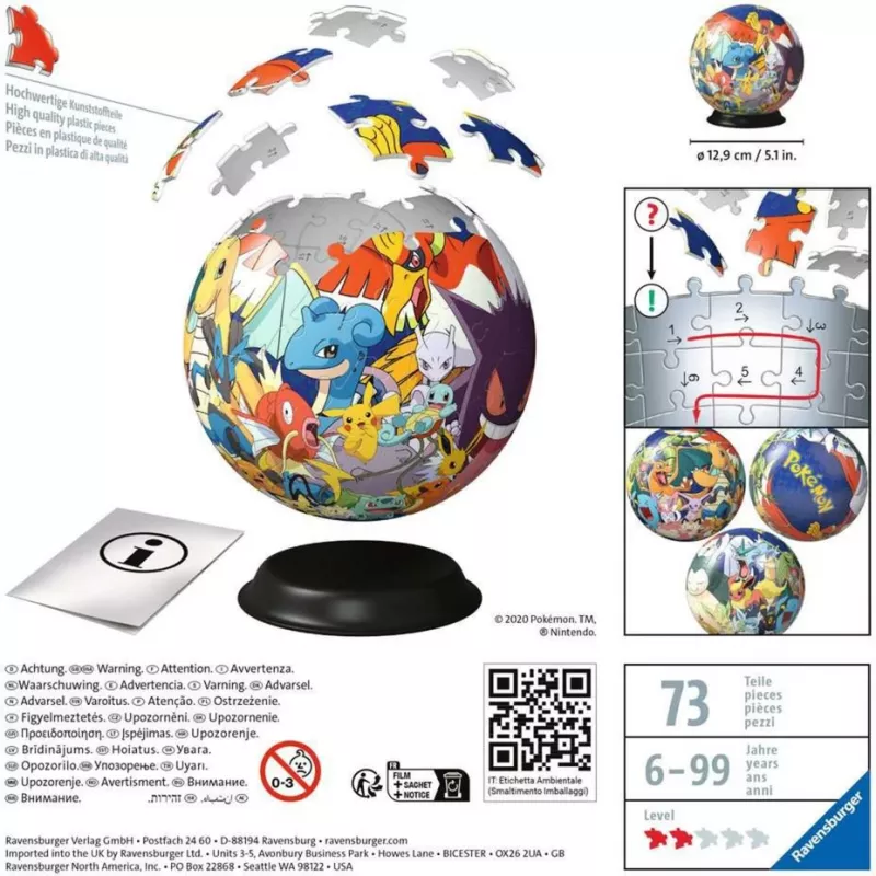 Puzzle 3D Ravensburger Pokémon 72 unid. desenhos animados