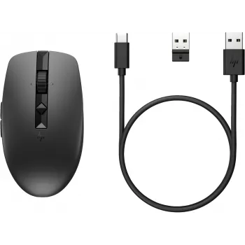 HP 710 Rato silencioso recarregável, ambidestro, RF Wireless + Bluetooth, 3000 DPI, preto