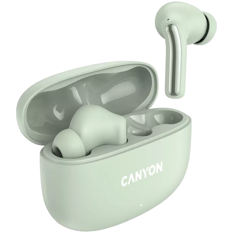Auscultadores Canyon TWS-9 CNS-TWS9G – True Wireless – Bluetooth 5.4 – In-Ear – 6h + 30h de autonomia – estojo de carregamento USB-C – controlo tátil – verde