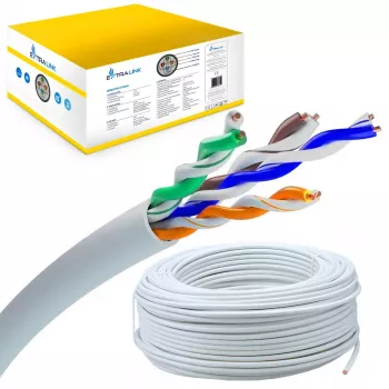 Cabo de rede Extralink Par entrançado CAT5E UTP (U/UTP) V2 100 m Cinzento