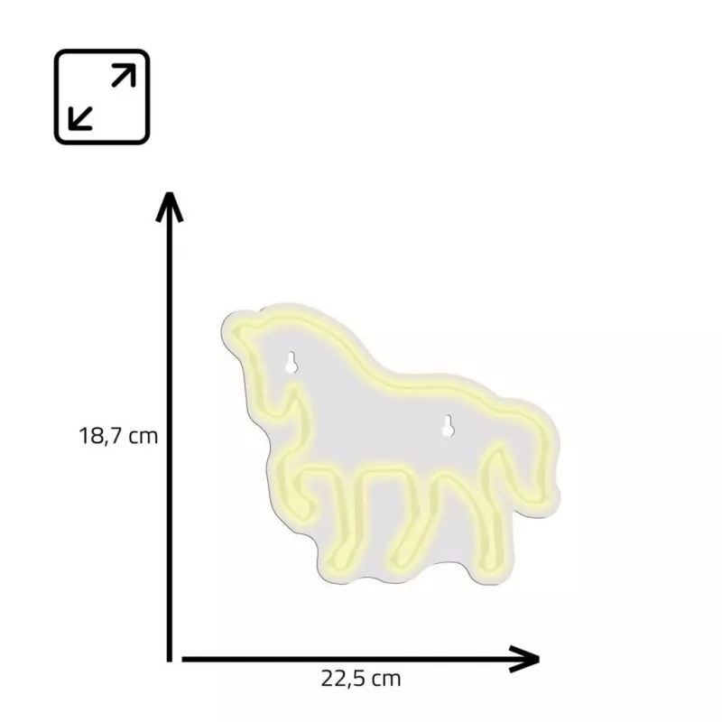 Letreiro de néon LED MANTA SNL103WH – motivo cavalo, branco