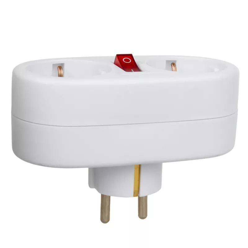 Adaptador de tomadas MACLEAN MCE338 F — tipo F, 2 tomadas, 2×16A com disjuntor