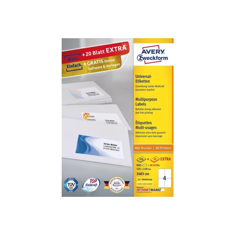 Etiqueta autoadesiva retangular Avery 3483