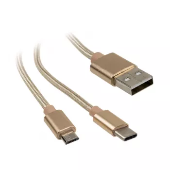Cabo USB Akasa AK-CBUB42-12GL 1,2 m USB 2.0 USB A USB C/Micro-USB B dourado (AK-CBUB42-12GL)