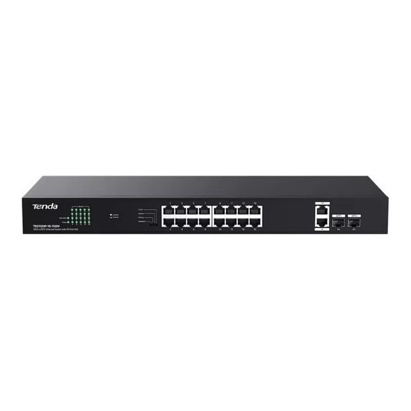Switch TENDA TEG1120P-16-150W PoE+ Gigabit 16x 1Gb/s, 135W de orçamento PoE